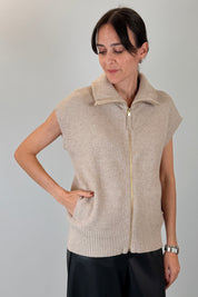 Gilet collo polo con zip