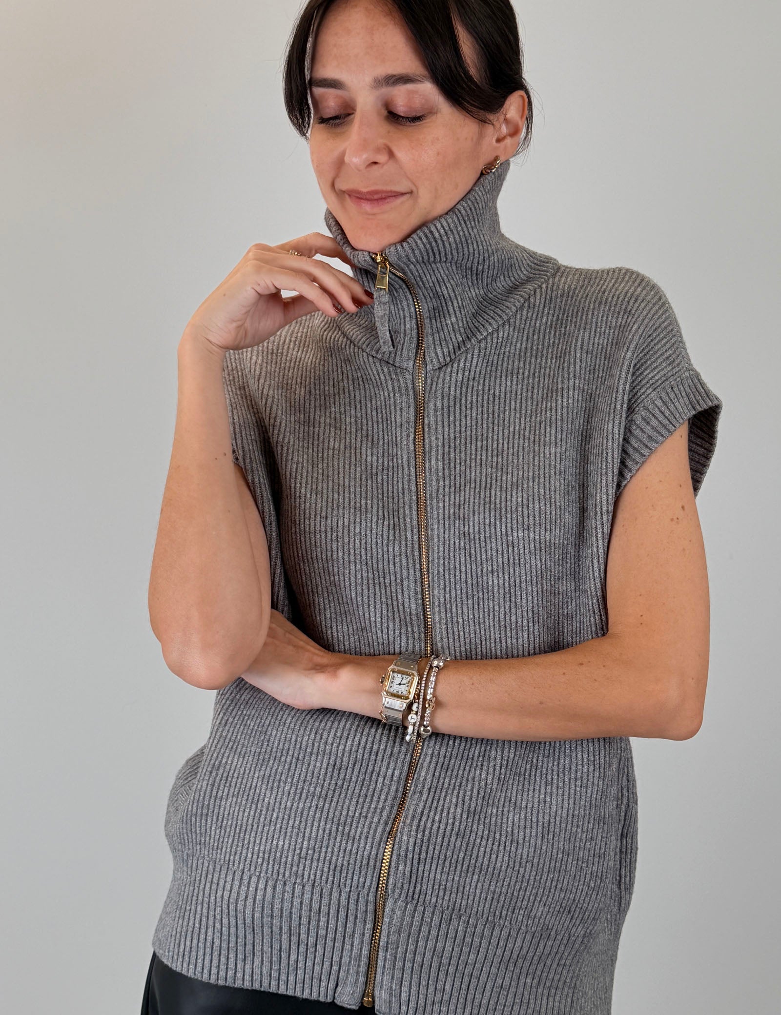 Gilet collo polo con zip