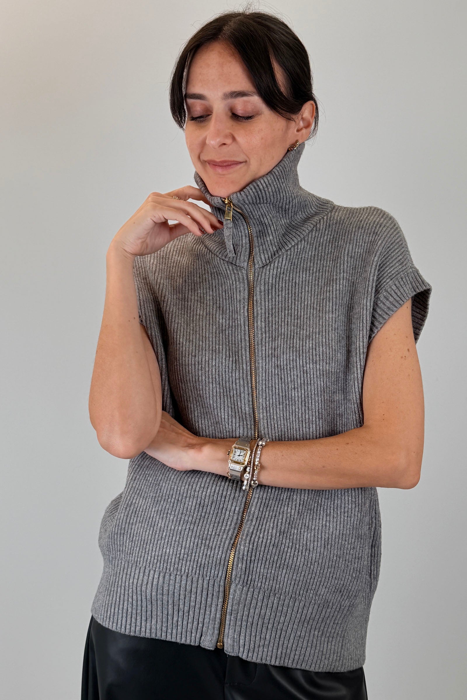 Gilet collo polo con zip