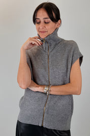 Gilet collo polo con zip