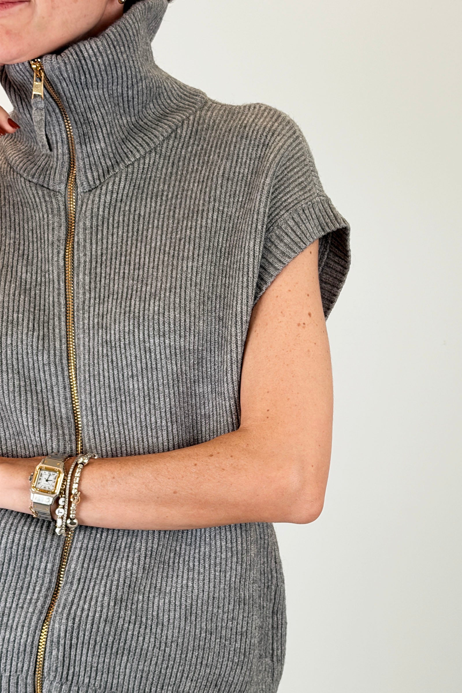 Gilet collo polo con zip