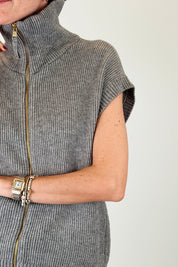 Gilet collo polo con zip