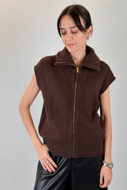 Gilet collo polo con zip