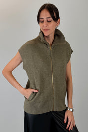 Gilet collo polo con zip