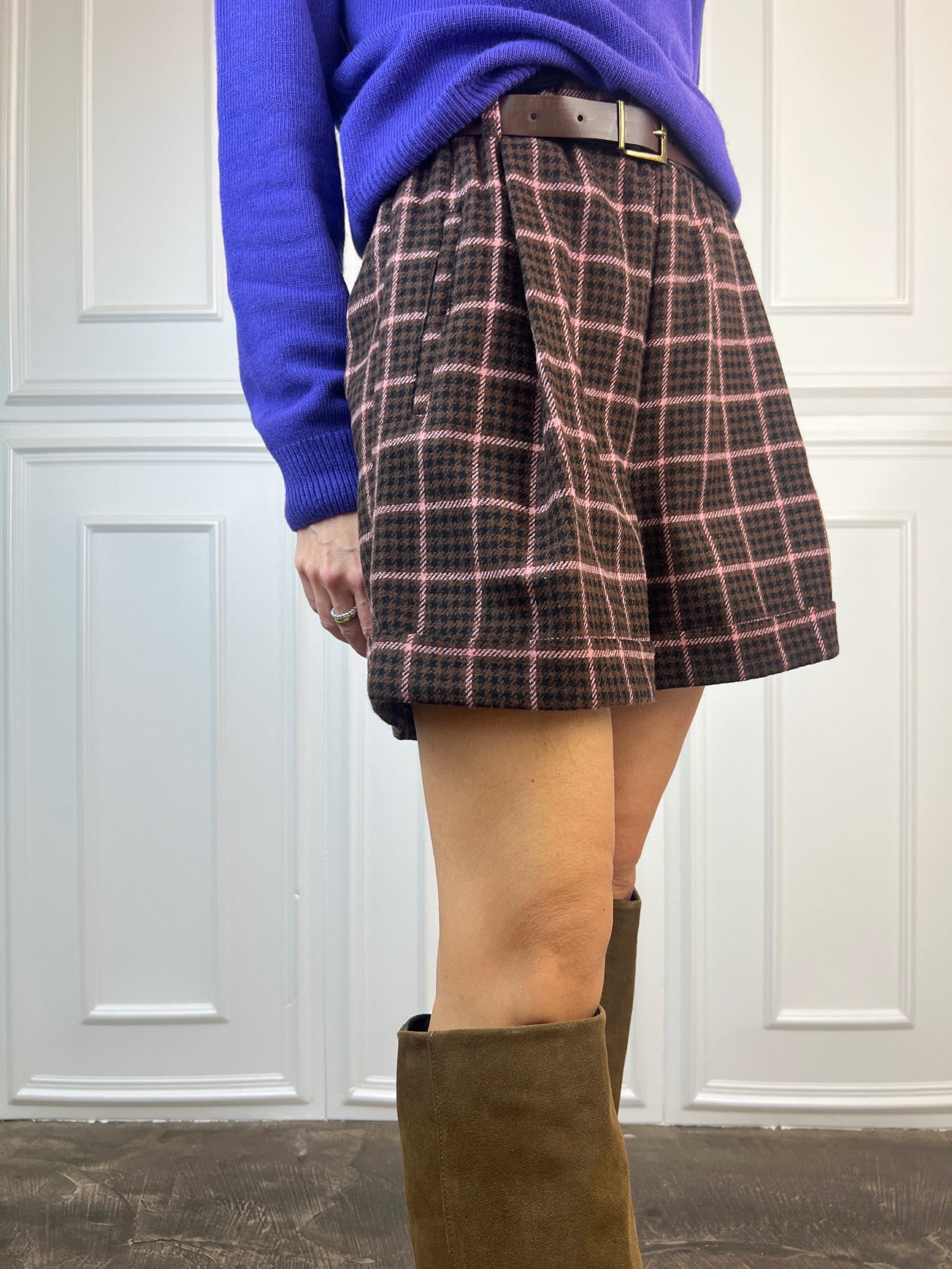 Shorts quadri con pinces