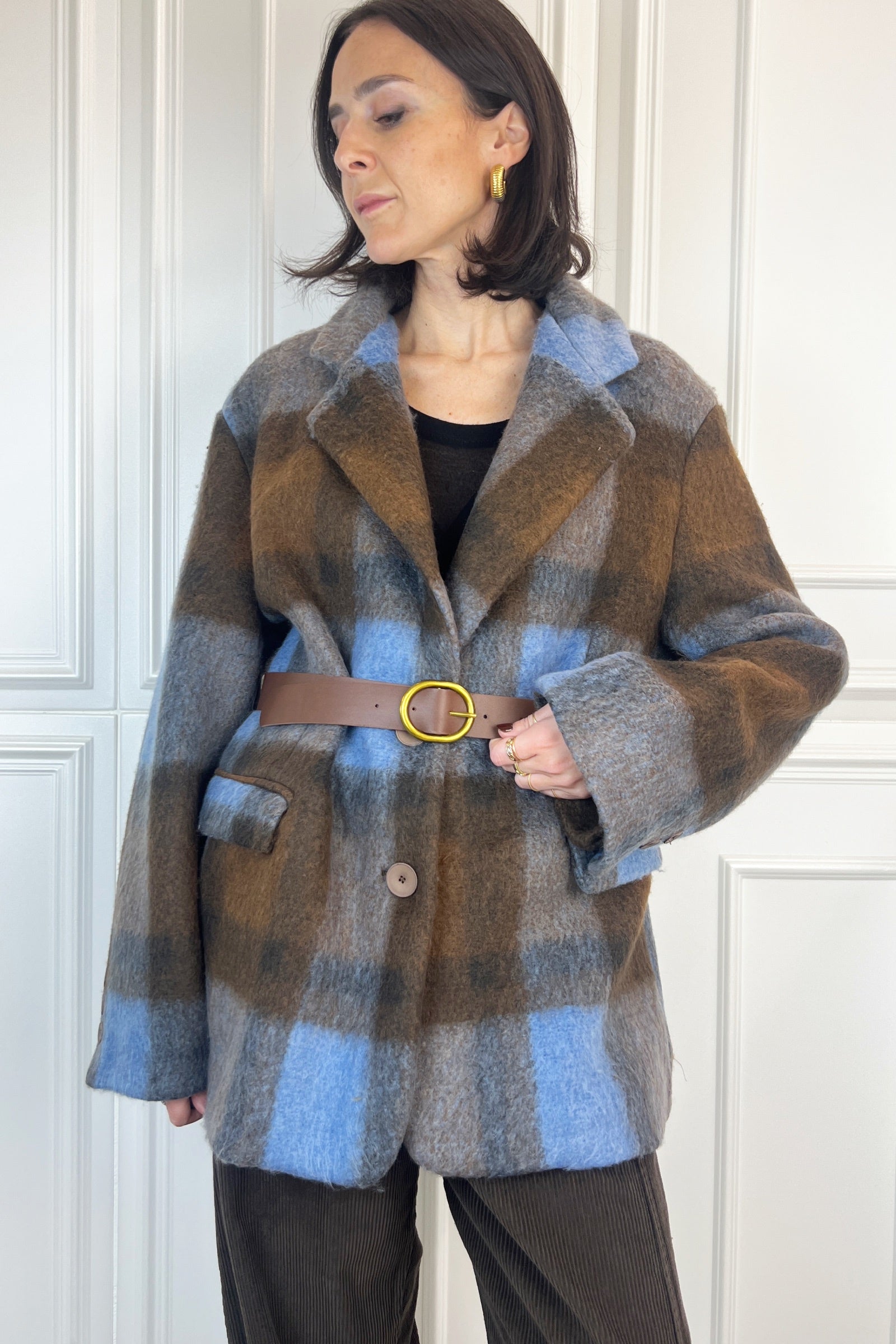 Cappotto blazer con cintura