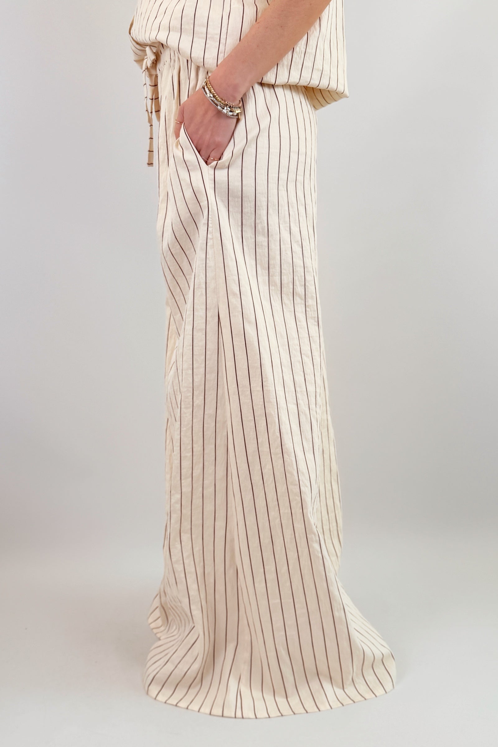 Pantalone gessato con coulisse