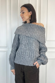 Maglia lavorata maxi collo