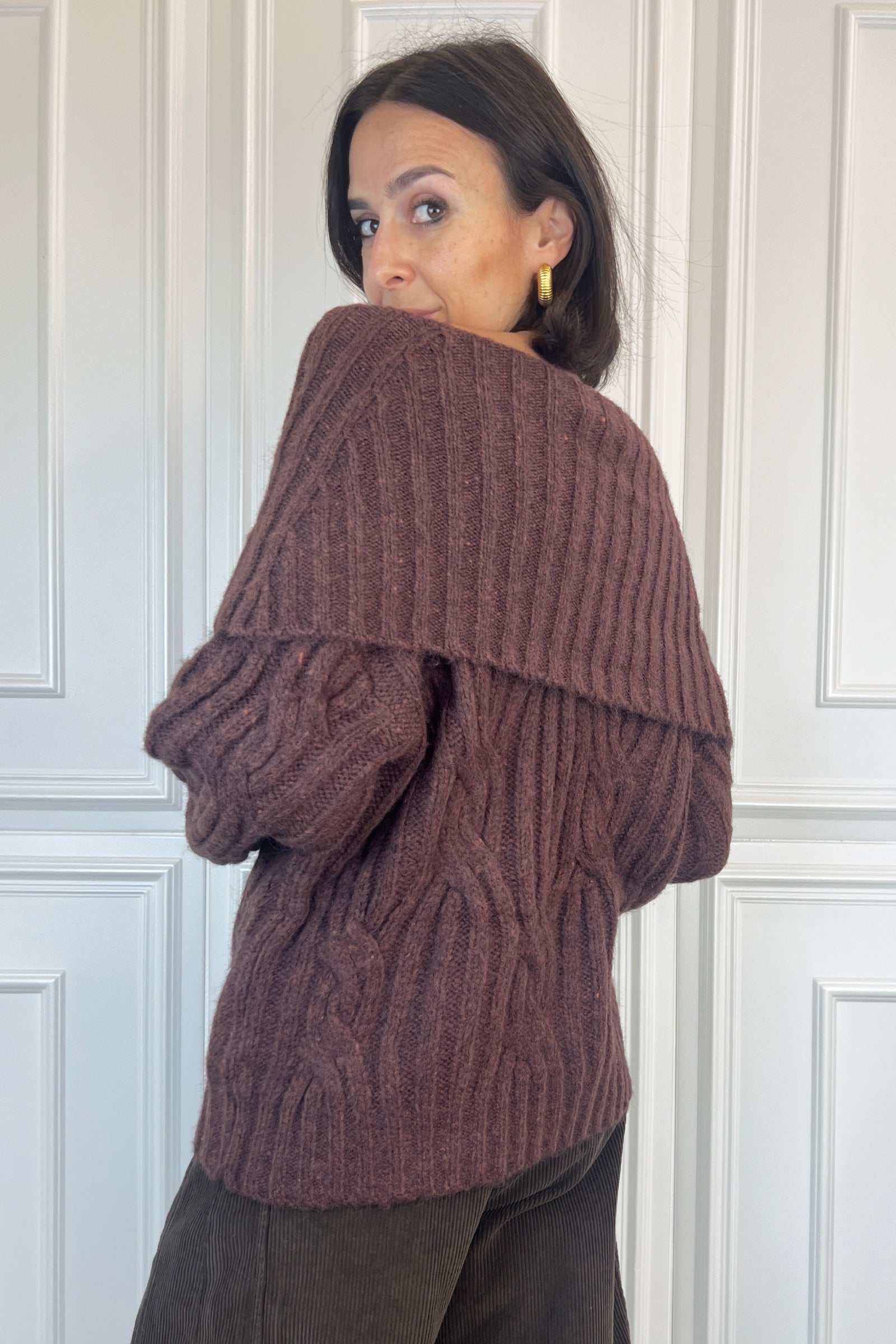 Maglia lavorata maxi collo