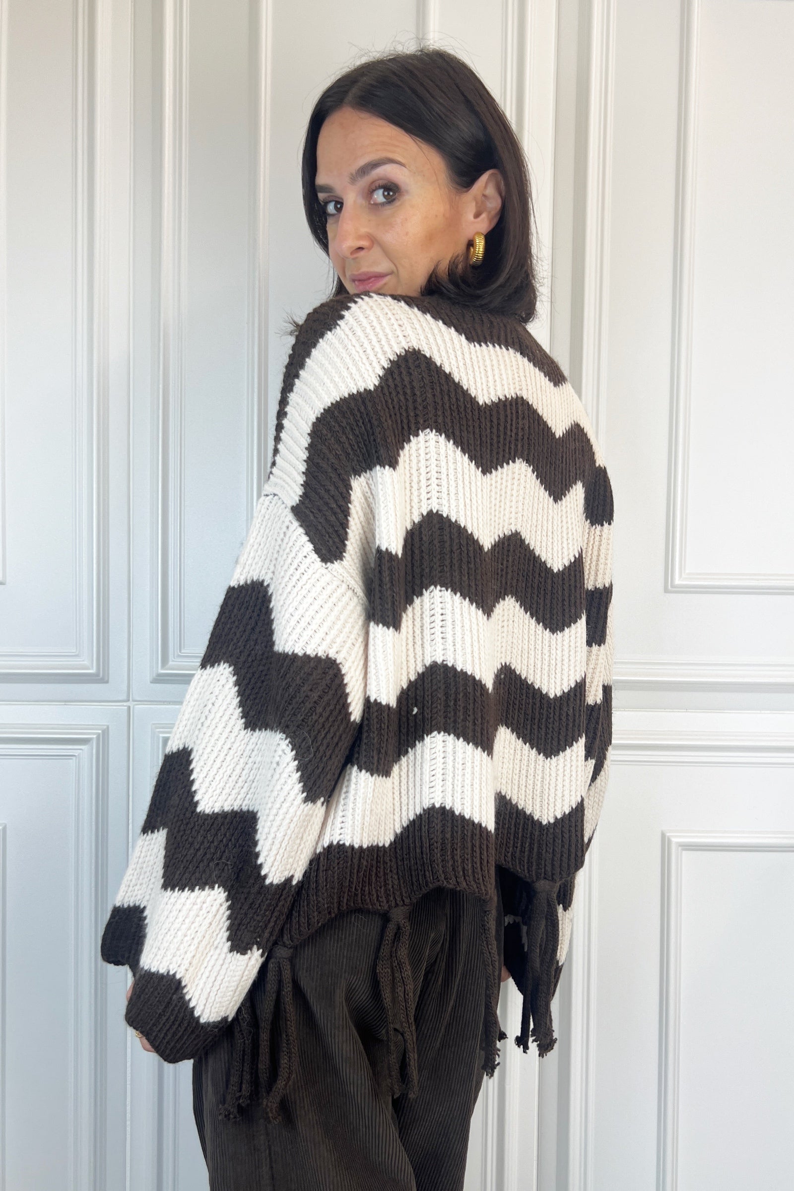 Maglia zigzag con frange