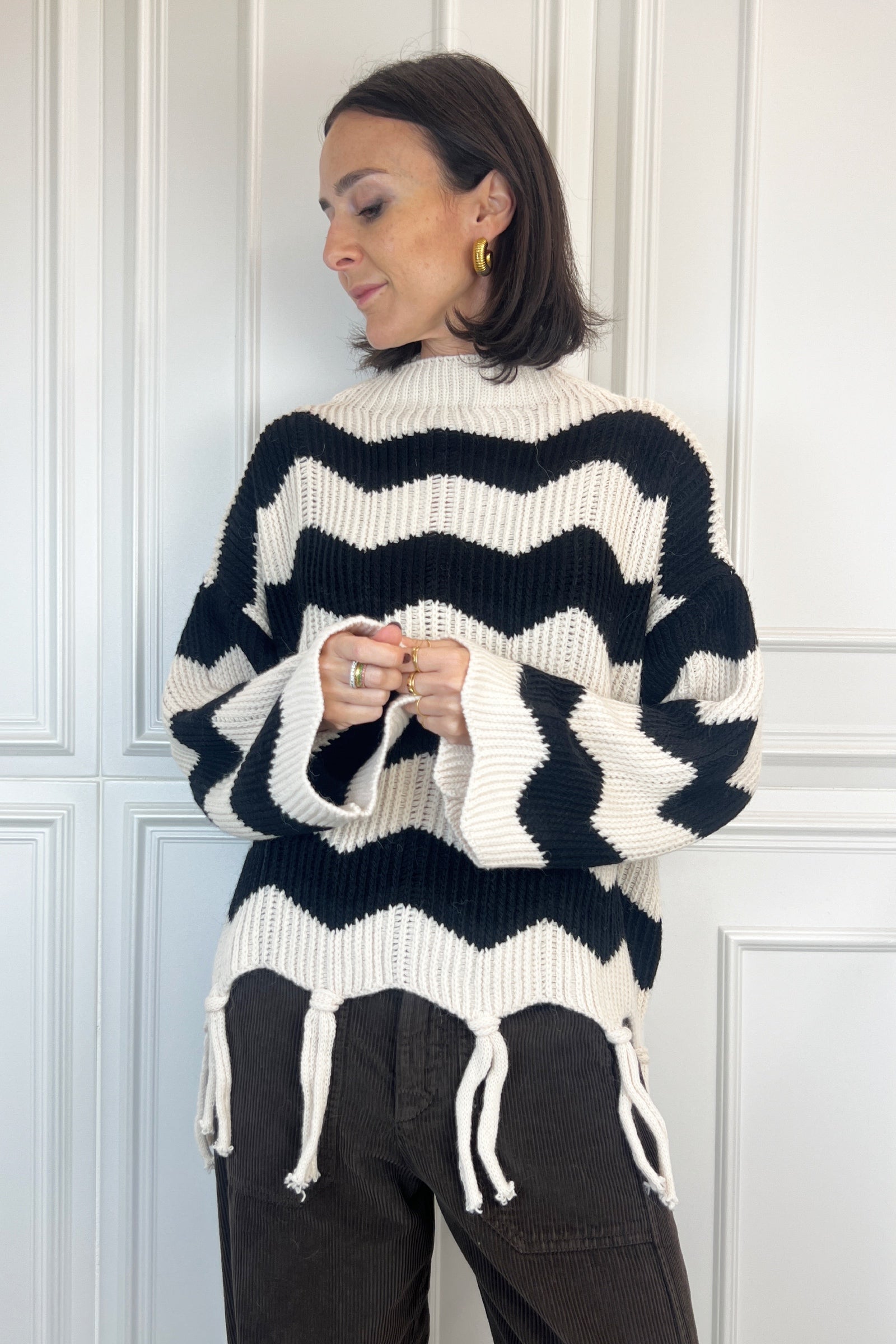 Maglia zigzag con frange