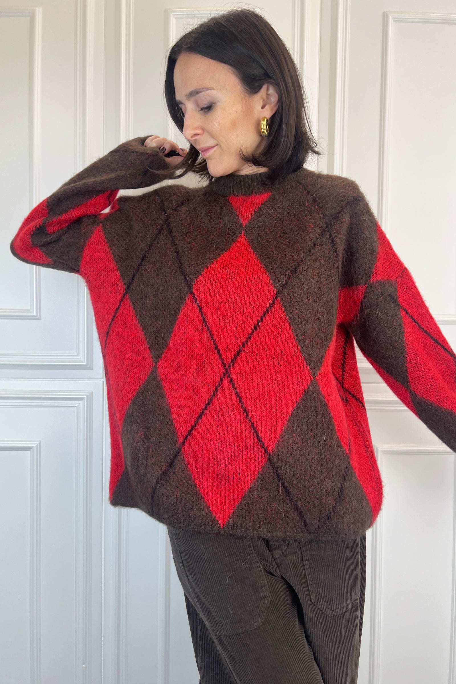 Maglia girocollo rombi mohair