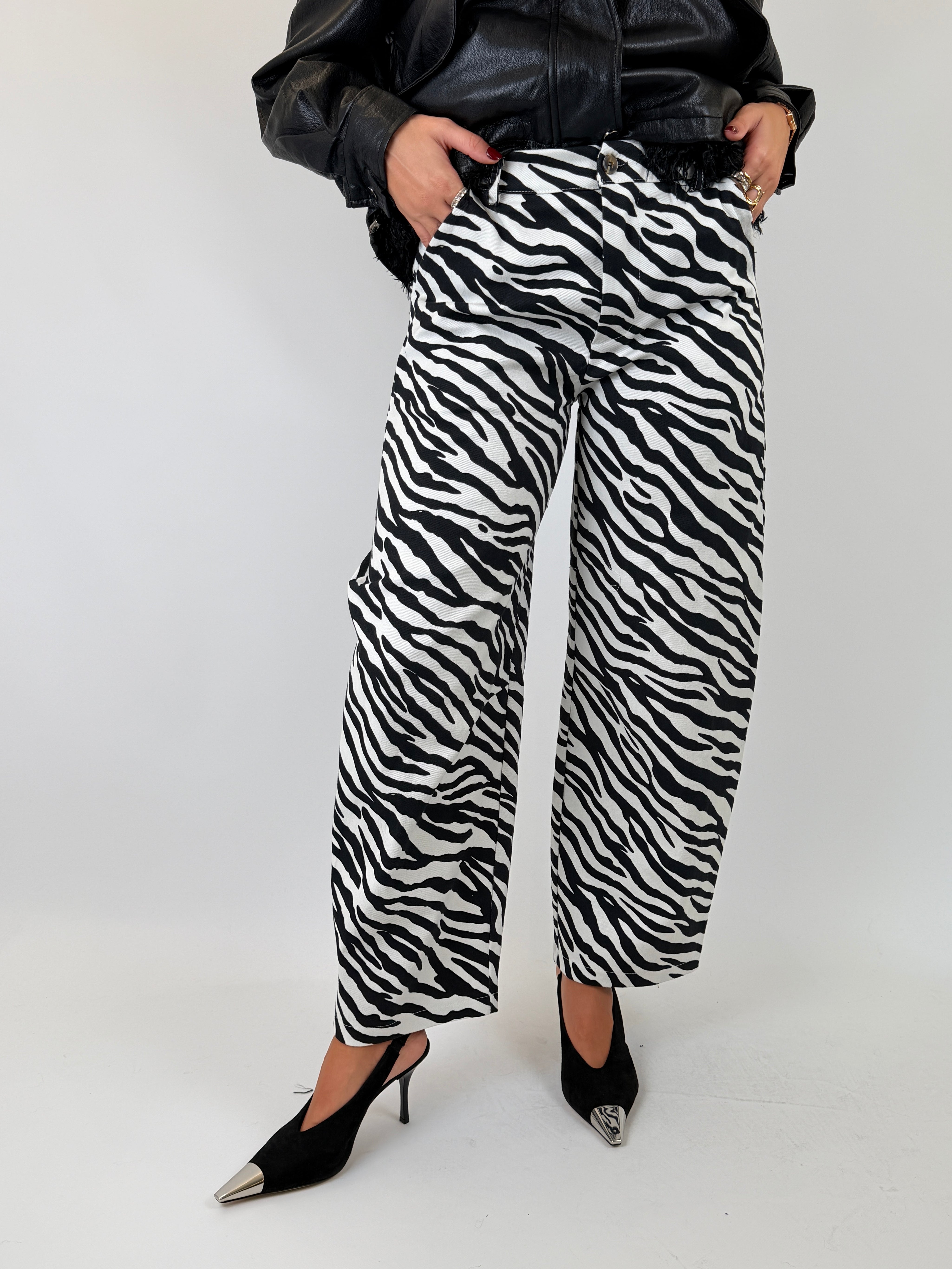 Pantalone balloon zebrato