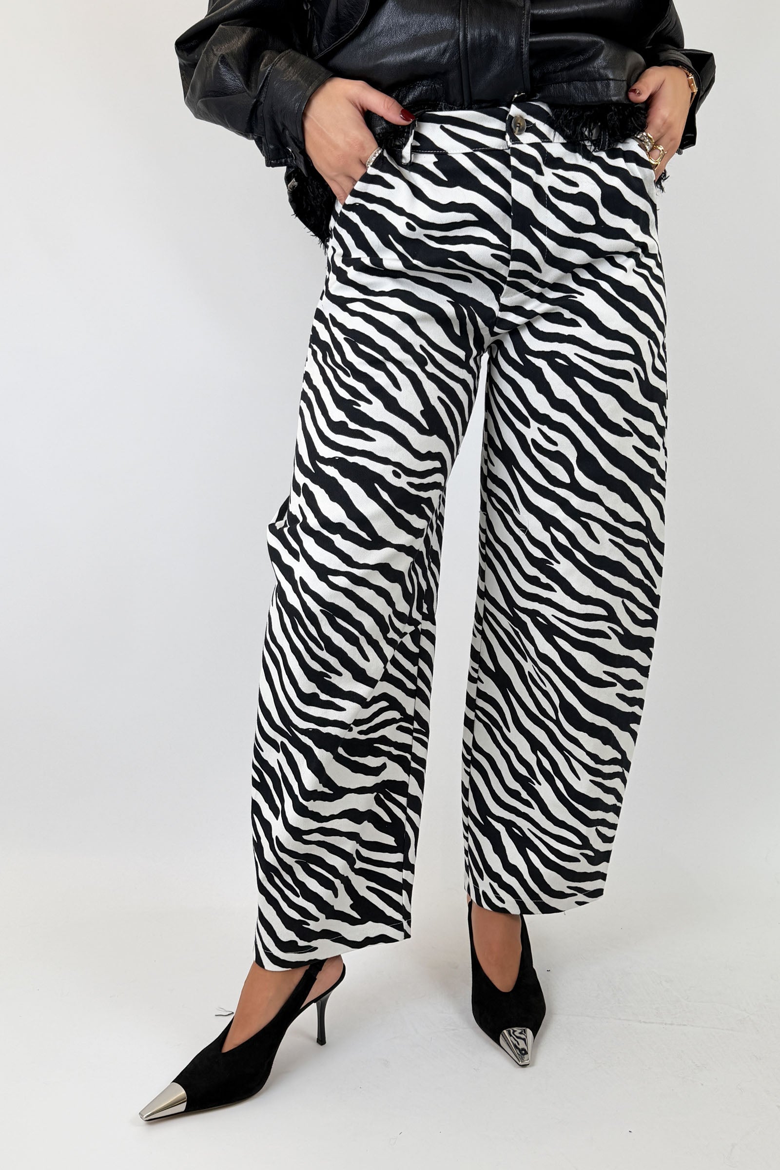 Pantalone balloon zebrato
