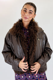 Chiodo ecopelle con mongolia
