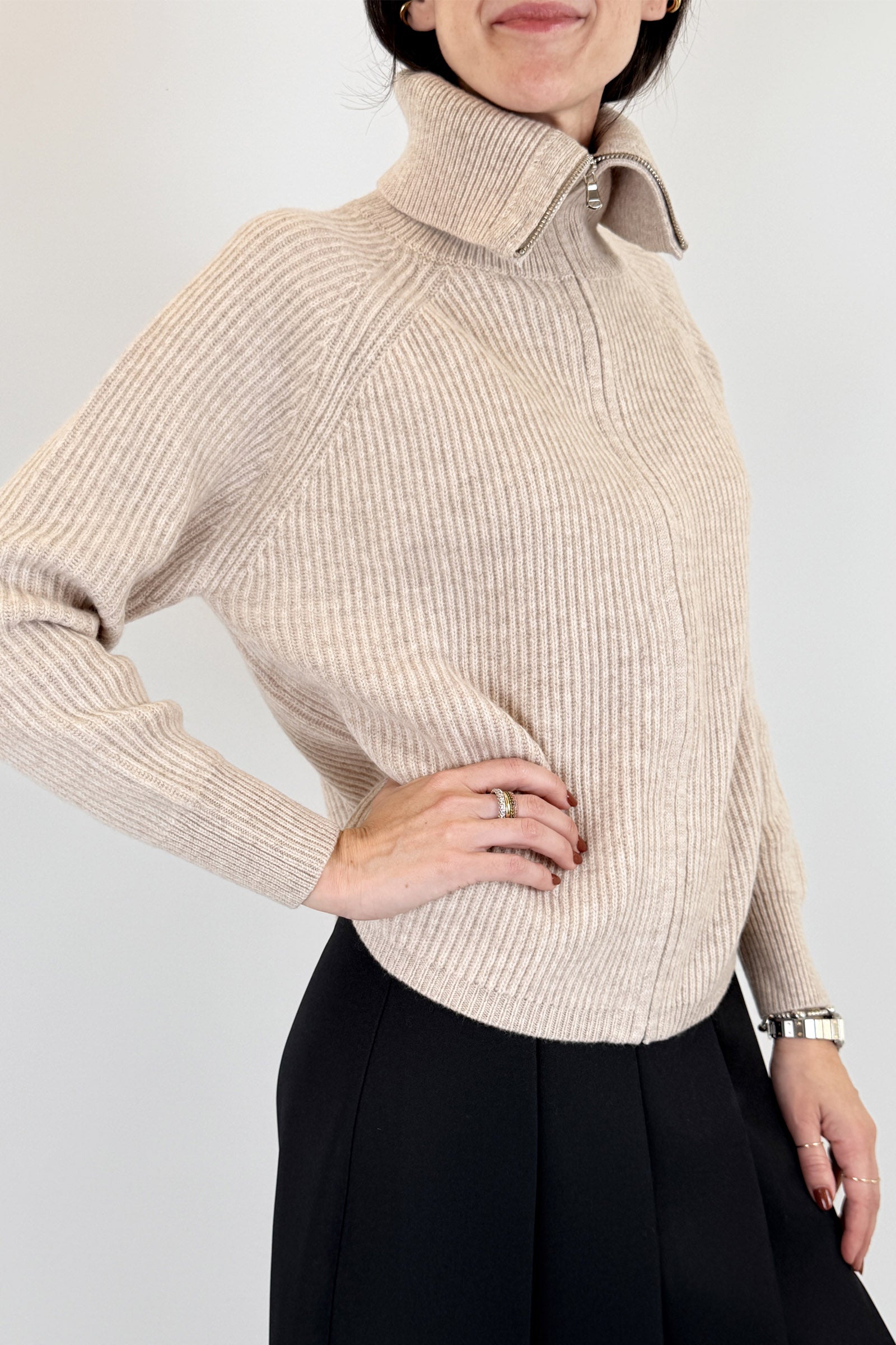 Giacca zip 100% lana