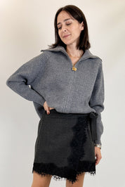 Giacca zip 100% lana