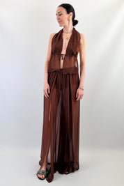 Pantalone misto seta e spacchi