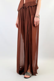 Pantalone misto seta e spacchi