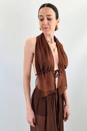 Top schiena nuda misto seta