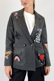 Giacca gessata con patches
