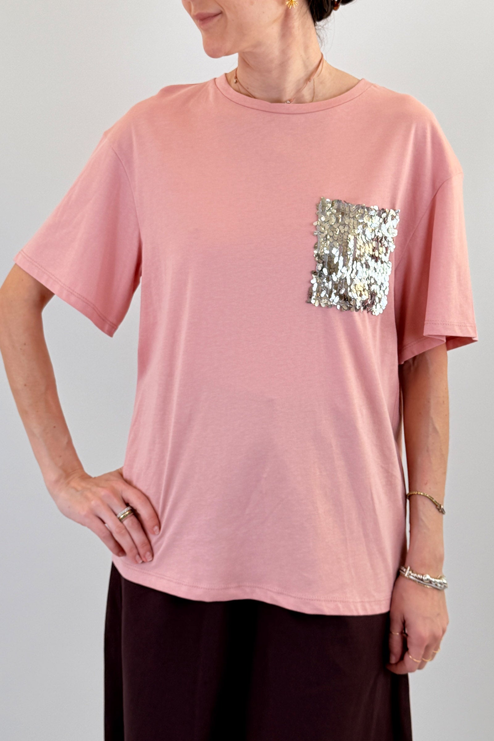 T-shirt tasca paillettes
