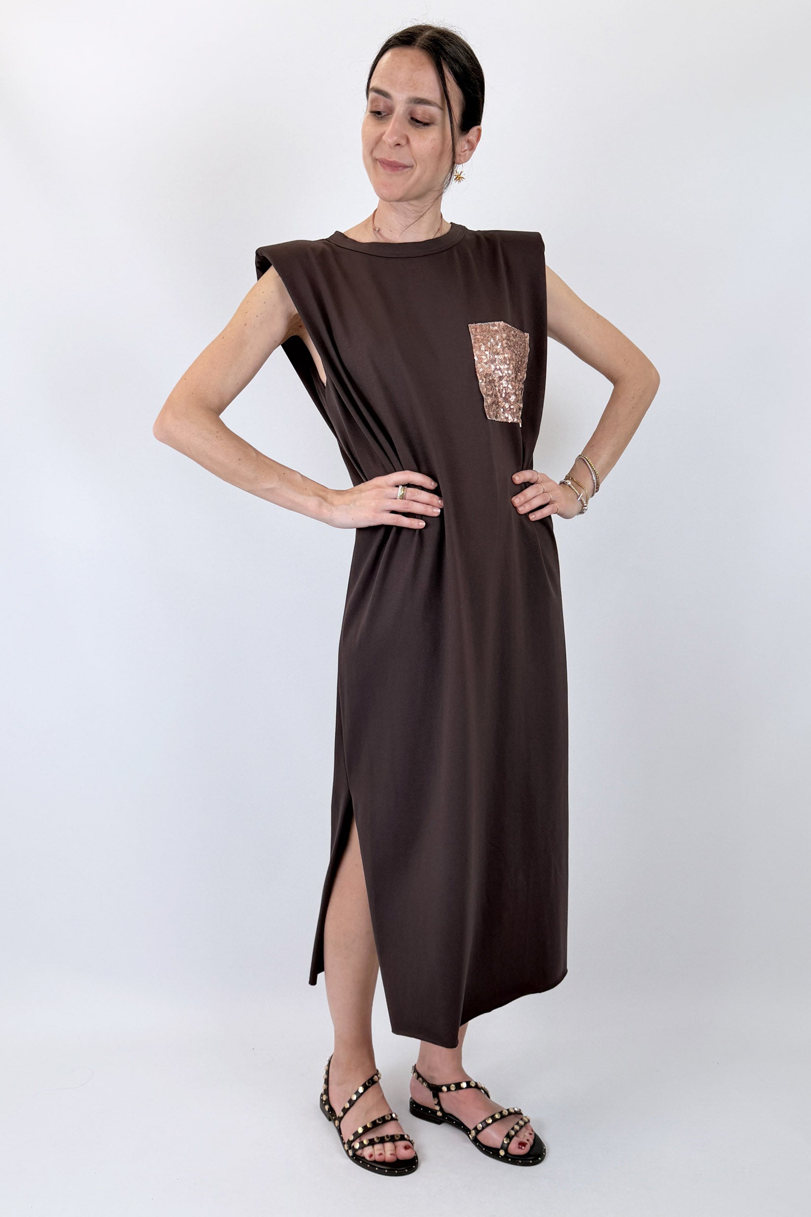 Abito con tasca paillettes