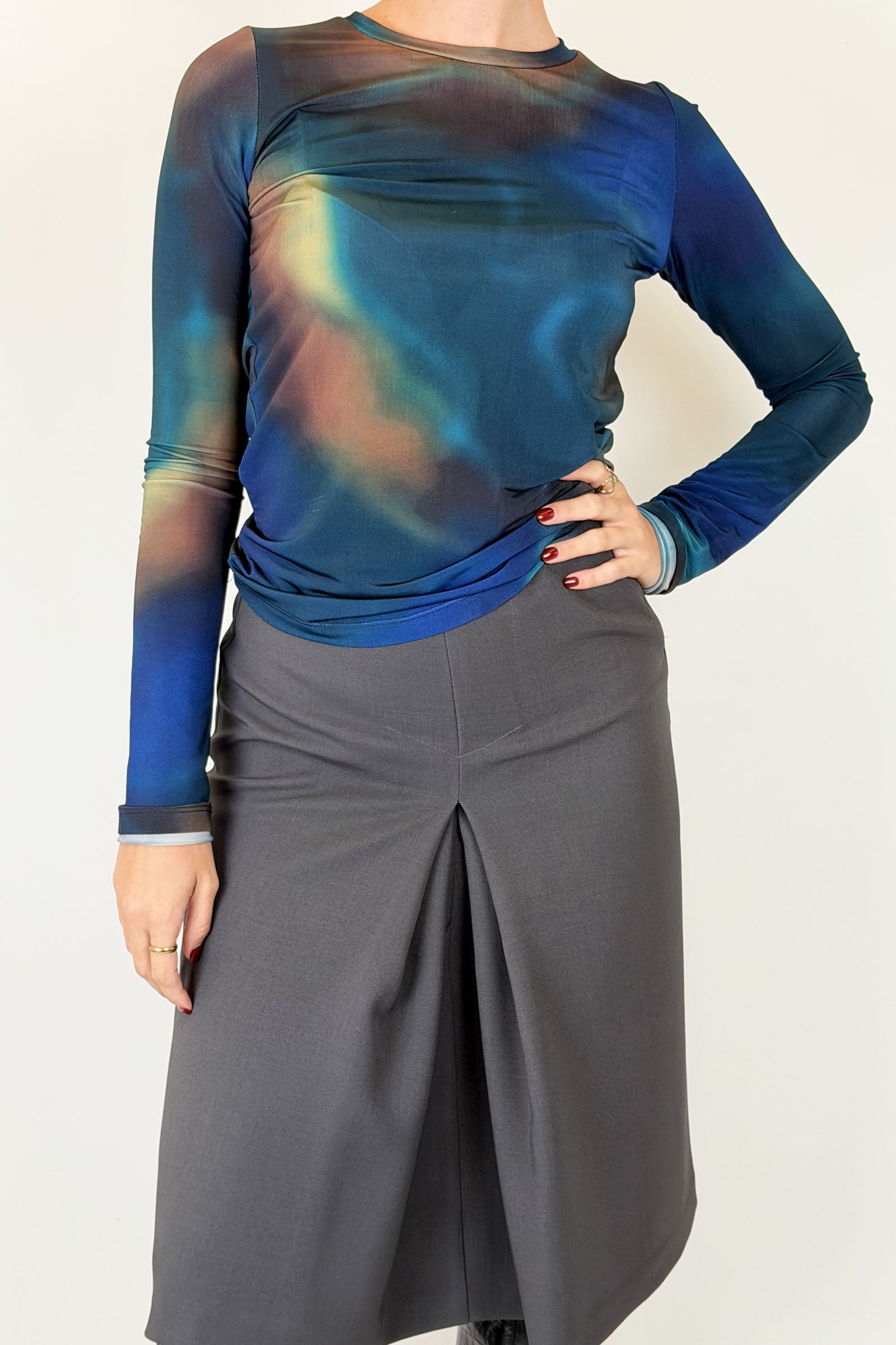 Top fantasia girocollo