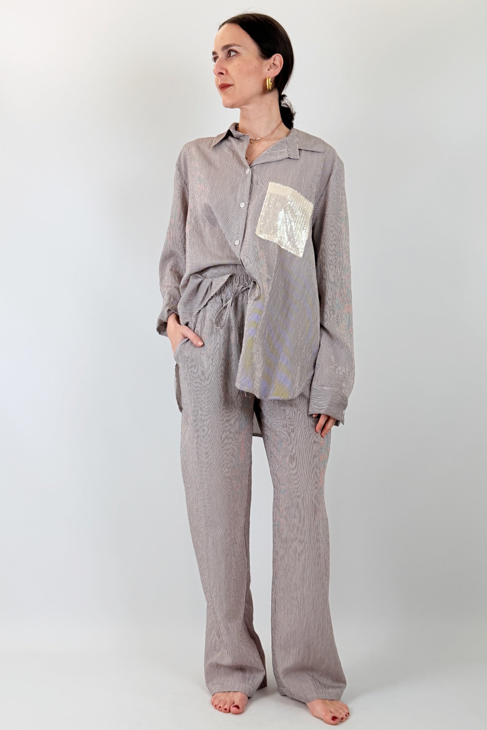 Camicia a righe con paillettes