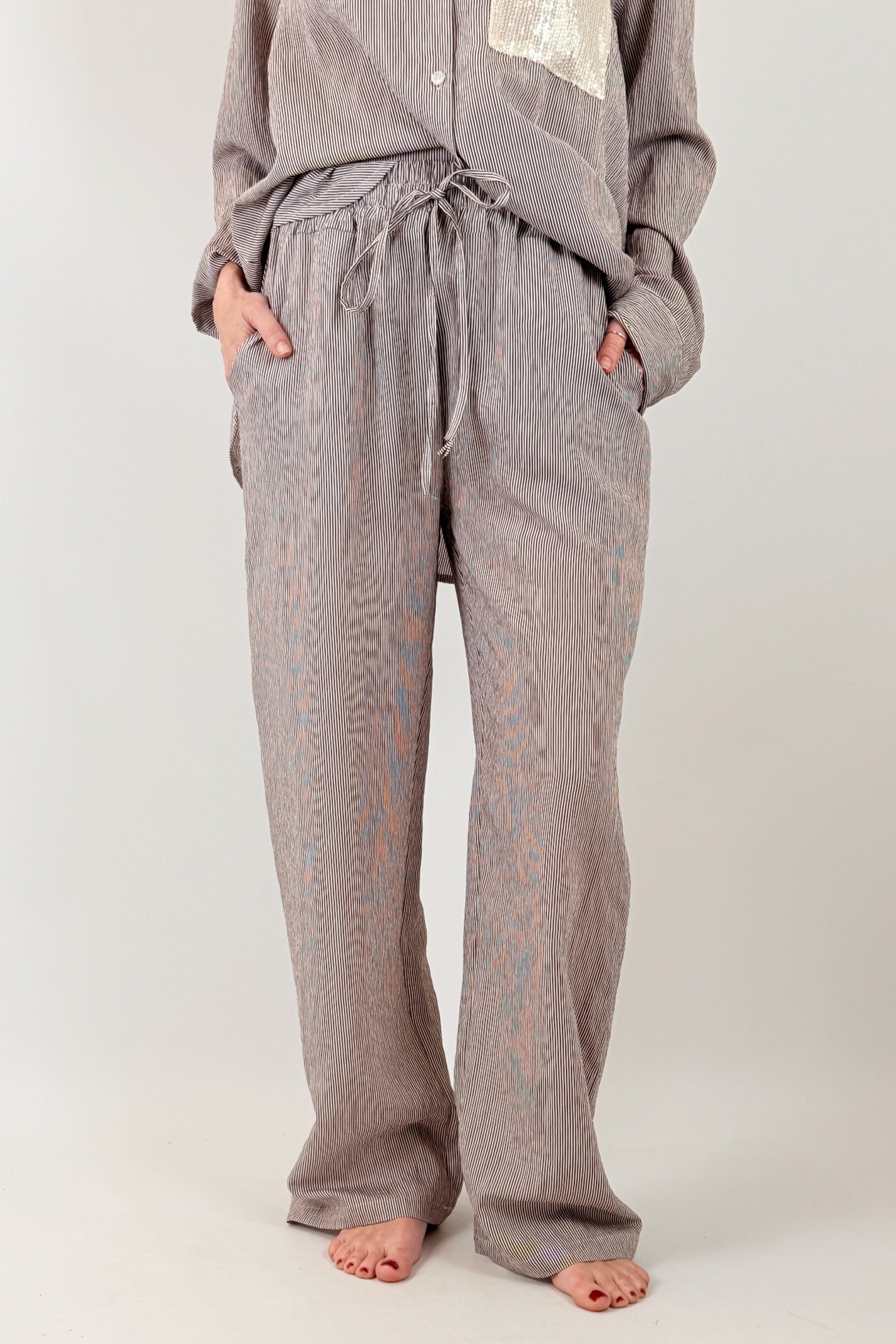 Pantalone a righine coulisse