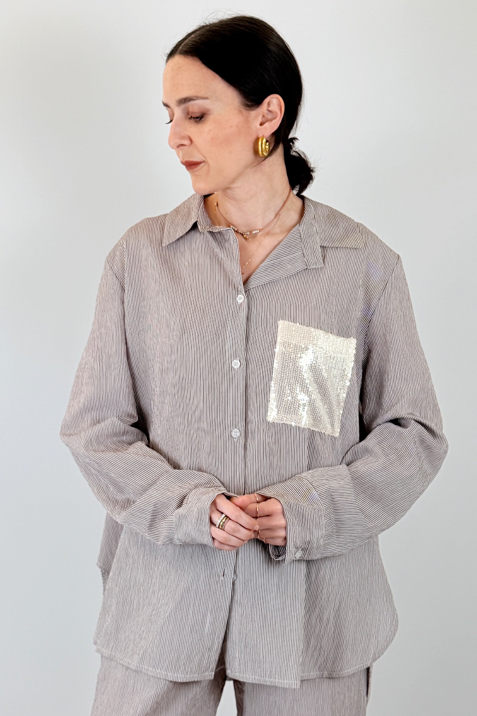 Camicia a righe con paillettes