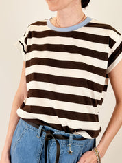 T-shirt a righe con contrasto