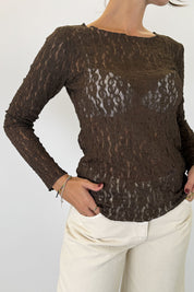 Maglia in pizzo scollo a barca