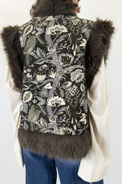 Gilet jacquard con pelliccia
