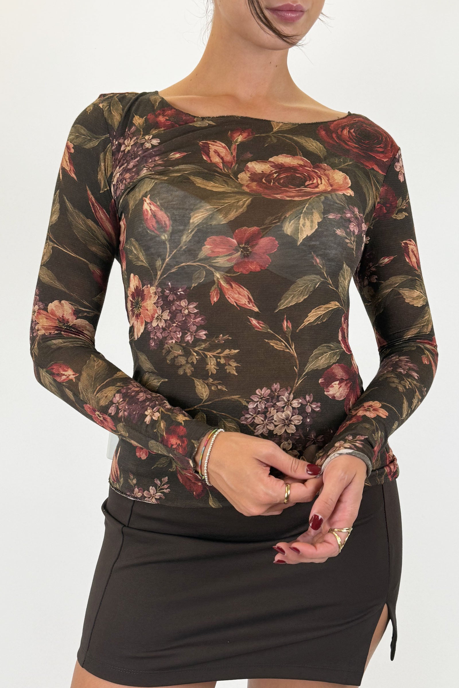 Maglia cachemire fiori