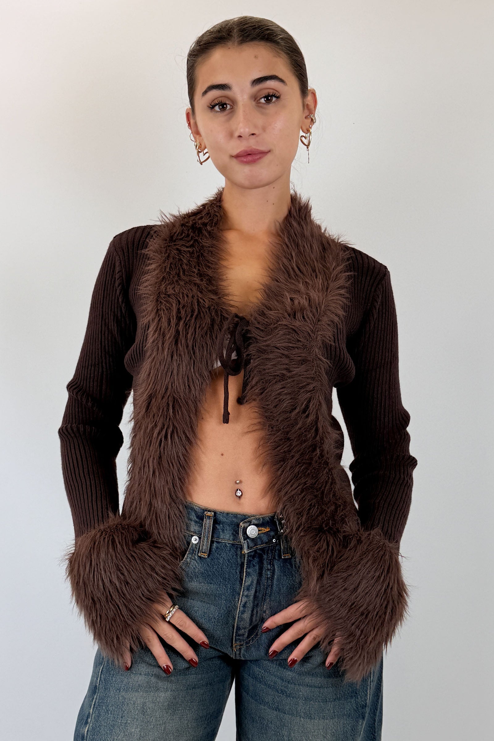 Maglia costine ecopelliccia