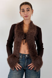 Maglia costine ecopelliccia