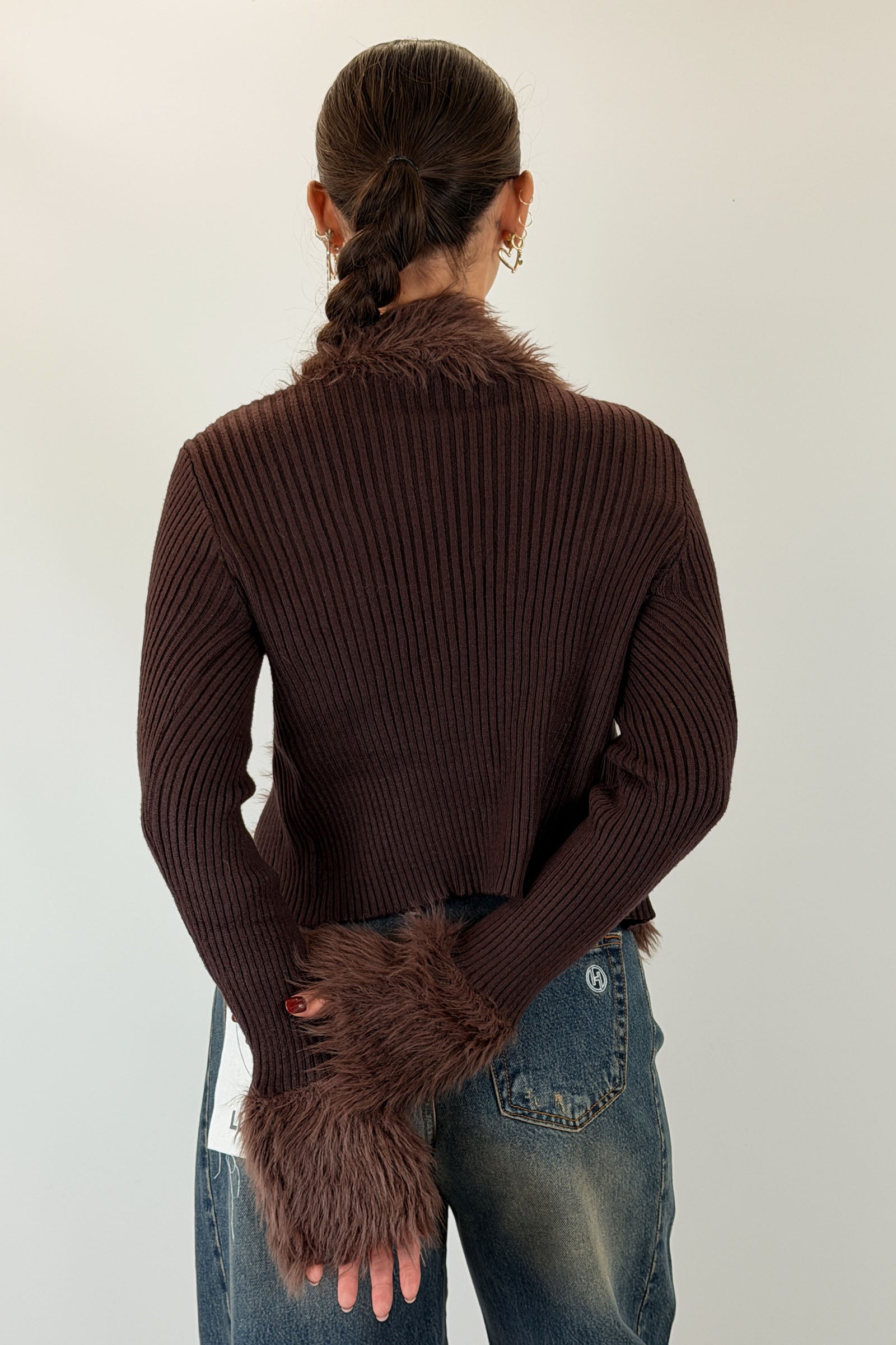 Maglia costine ecopelliccia