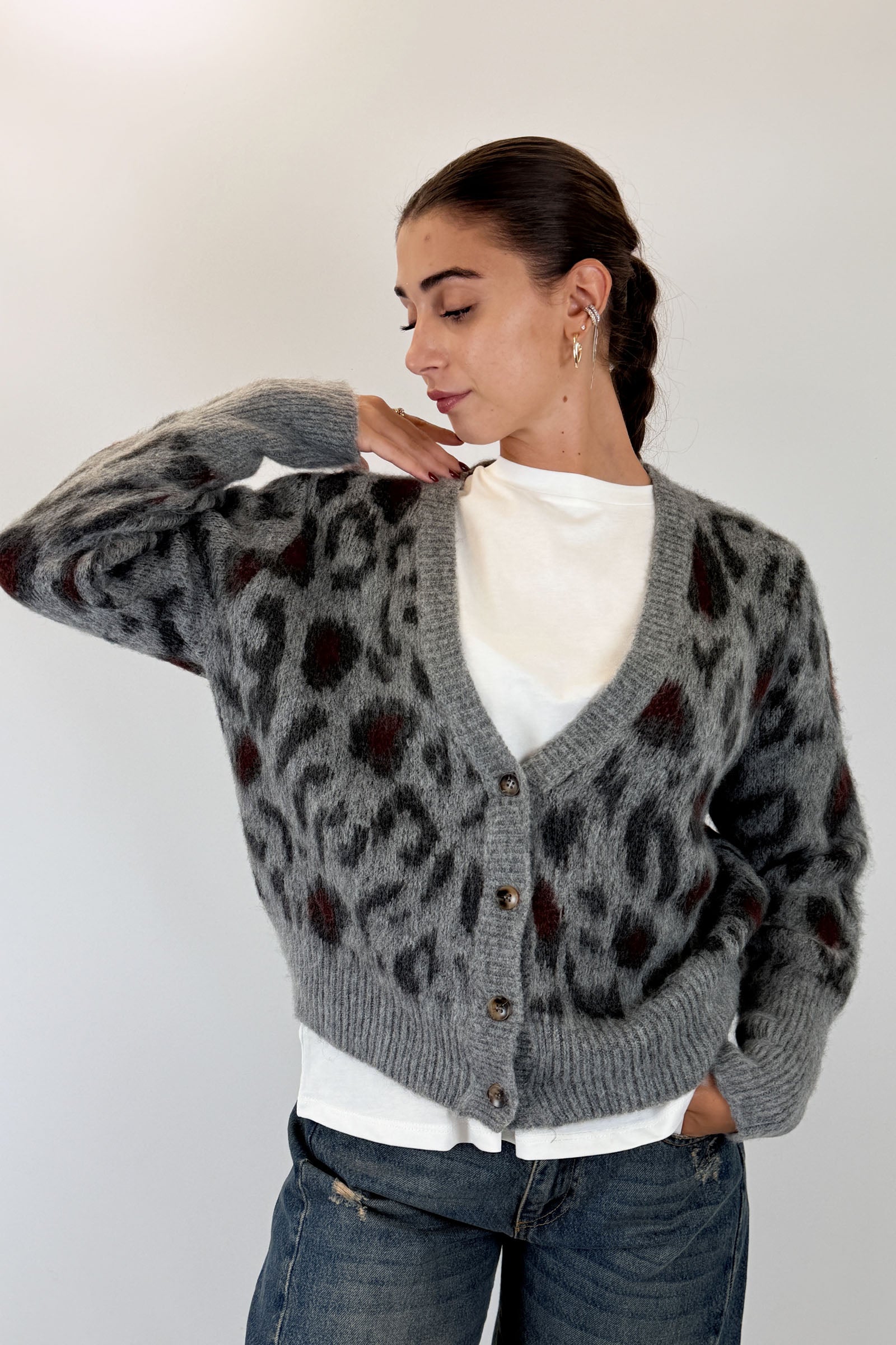 Cardigan maculato jacquard