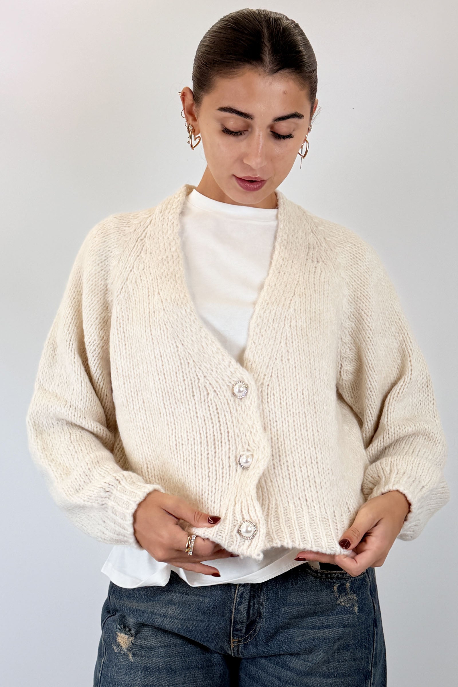 Cardigan bottoni gioiello