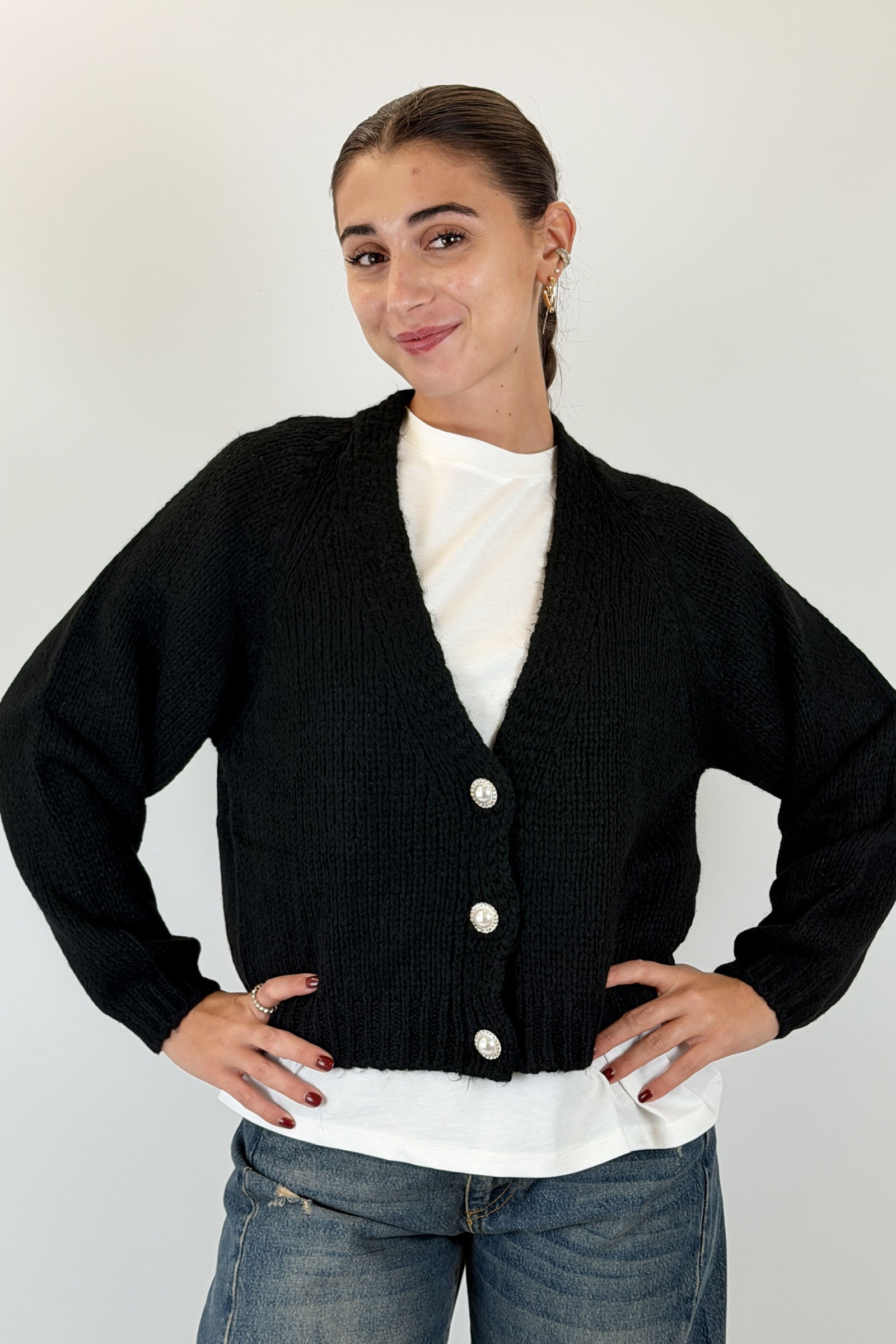 Cardigan bottoni gioiello