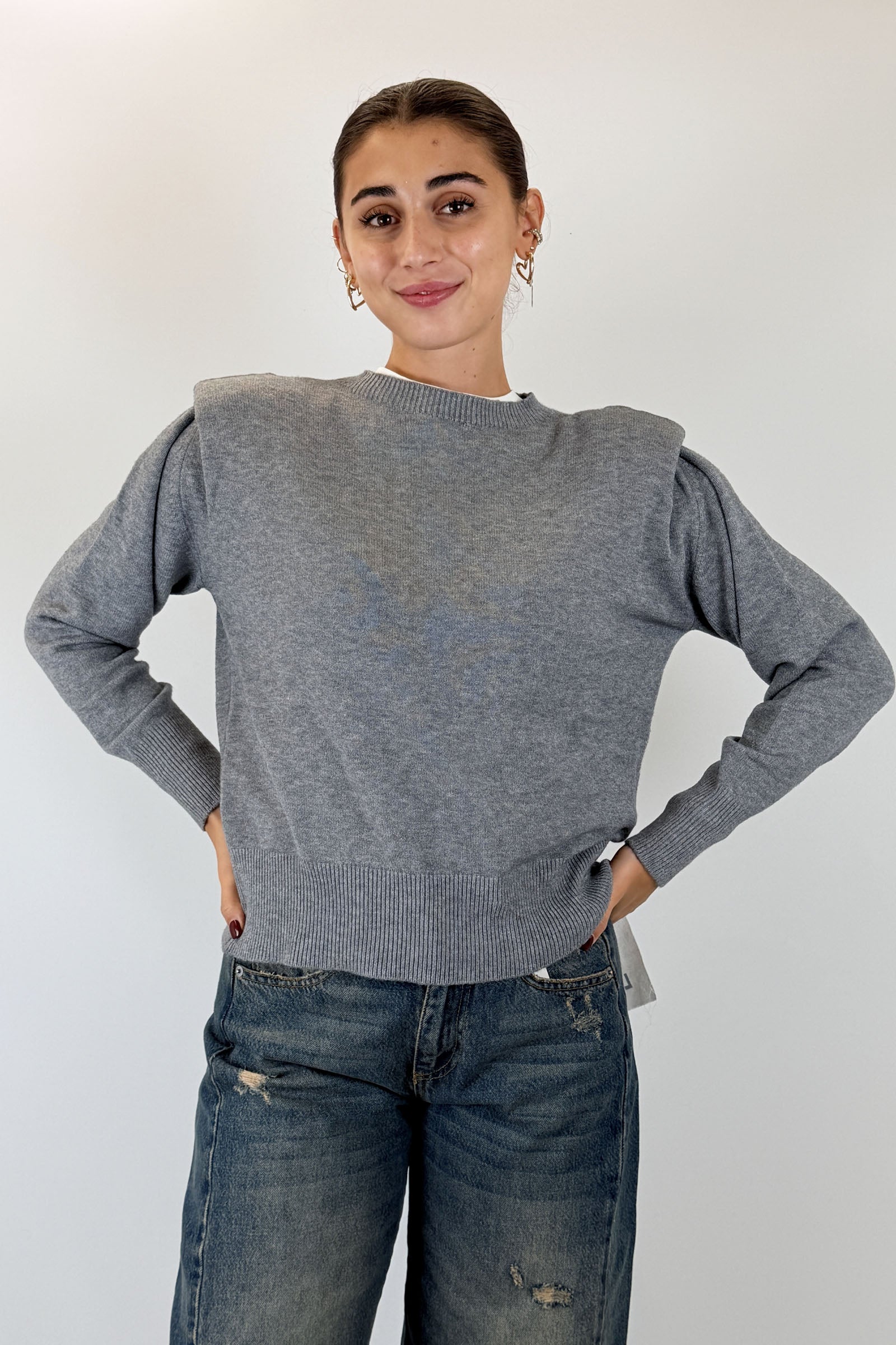 Maglia girocollo con spalline