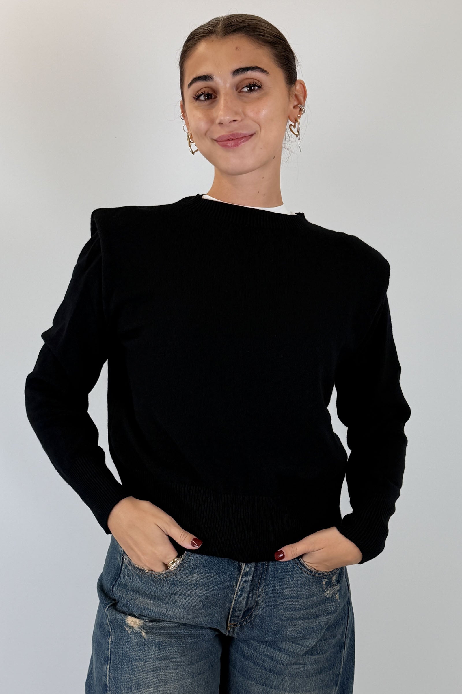 Maglia girocollo con spalline