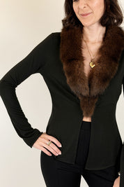 Cardigan con ecopelliccia