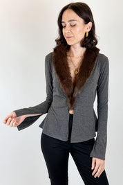 Cardigan con ecopelliccia