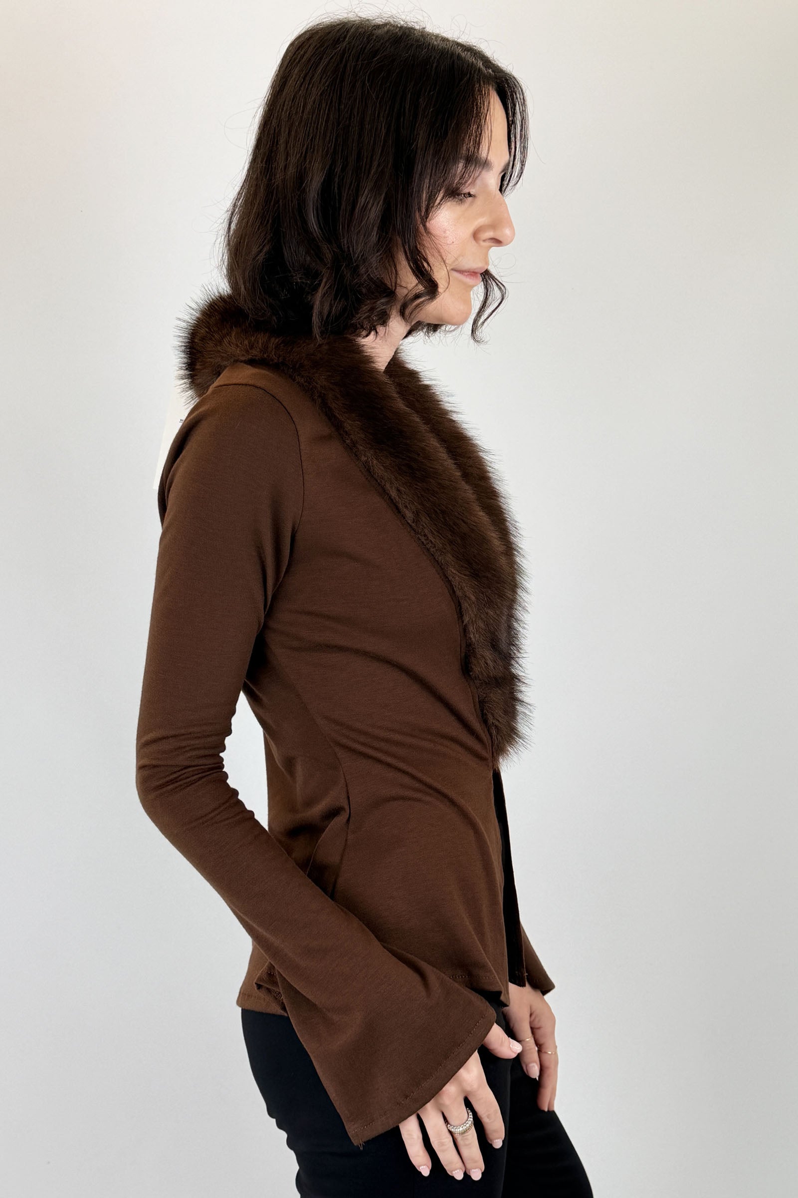 Cardigan con ecopelliccia