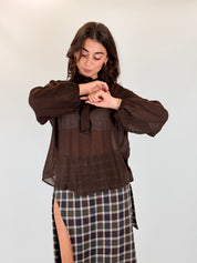 Camicia fiocco in lana garzata