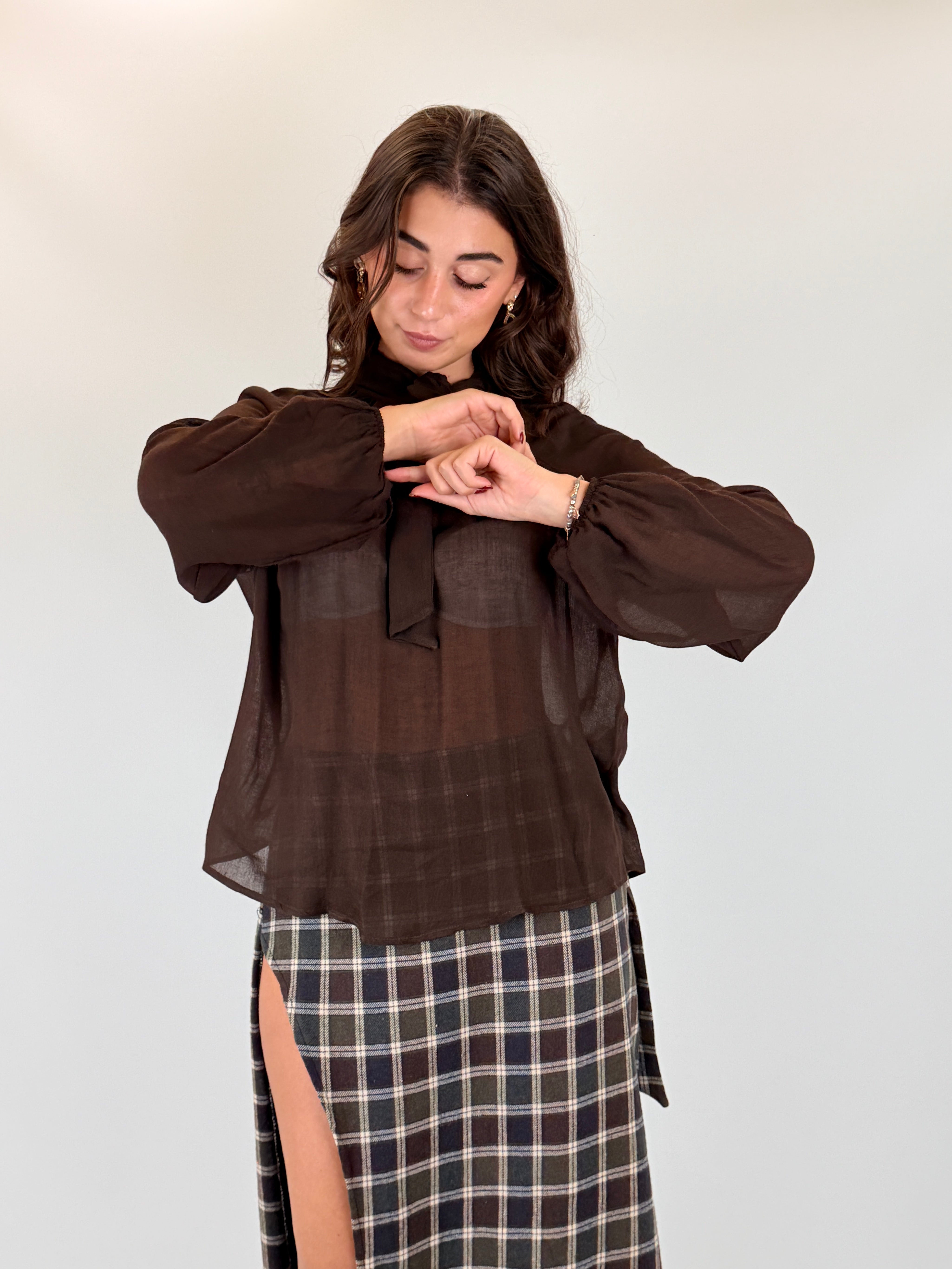 Camicia fiocco in lana garzata