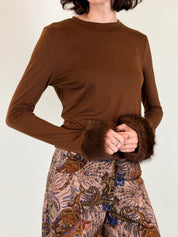 T-shirt polsino ecopelliccia