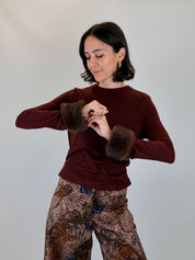 T-shirt polsino ecopelliccia